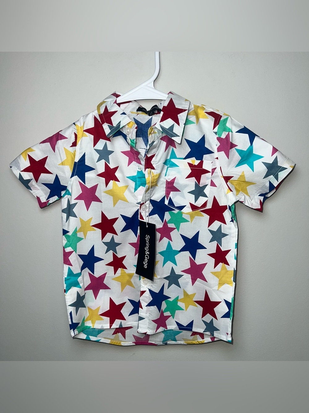 Multicolor Star Print Short-Sleeve Toddler Shirt